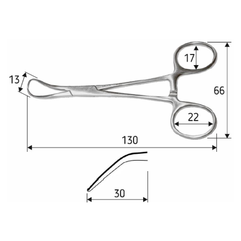 Затискач для операційної білизни Backhaus, 13см, J-18-010, Surgicon
